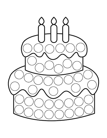 Premium vector do a dot activity dot marker coloring pages dot marker birthday cake coloring page for kids