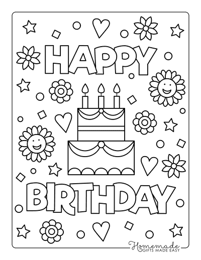 Free happy birthday coloring pages for kids