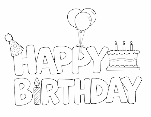 Happy birthday coloring pages