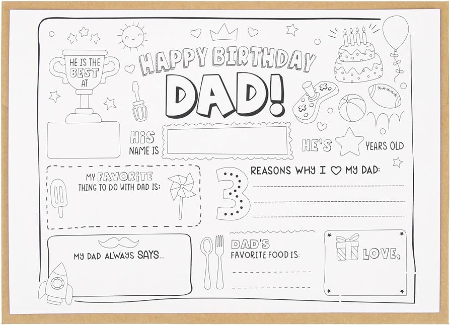 Cjm happy birthday dad coloring page all about dad fill in template fathers birthday activity dads birthday card for kidsperfect craft gift from kids for fathers birthday