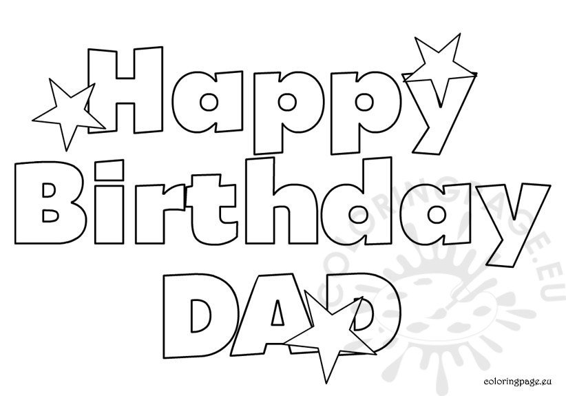 Happy birthday dad free coloring page