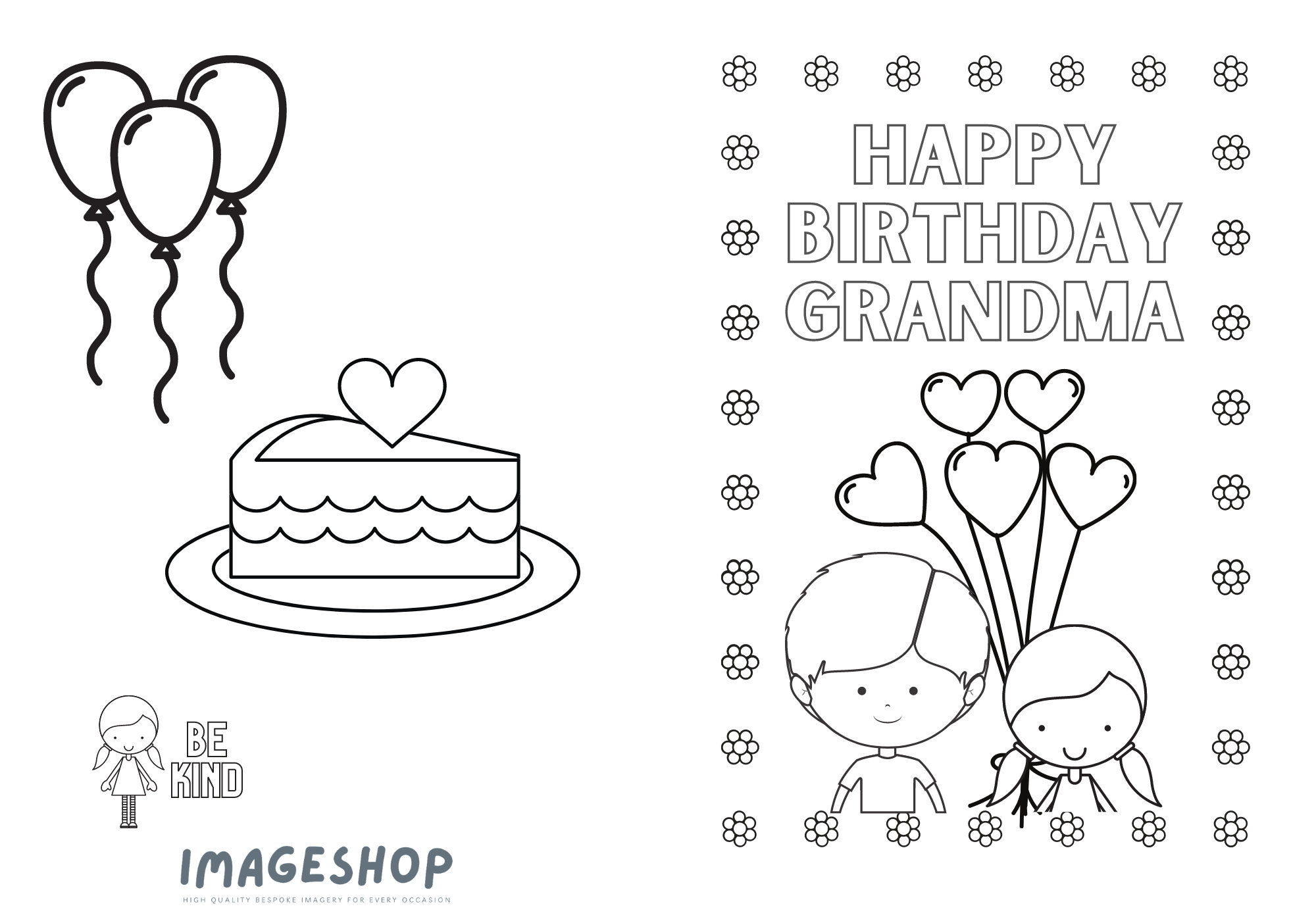 Grandma birthday card happy birthday colour in card instant download printable card colouring card greeting card personalised card