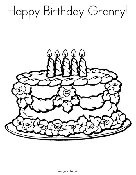 Happy birthday granny coloring page