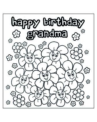 Louring in card happy birthday grandma flowers with free mini louring pencil