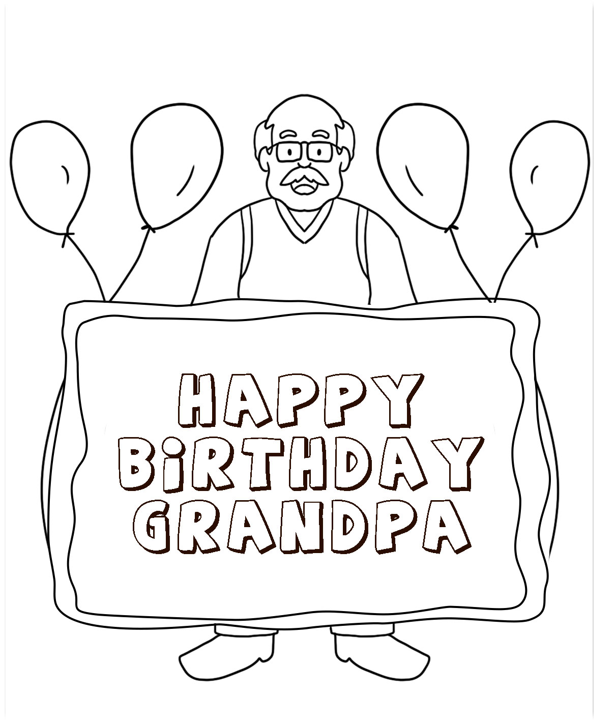 Happy birthday coloring pages for grandpa printable