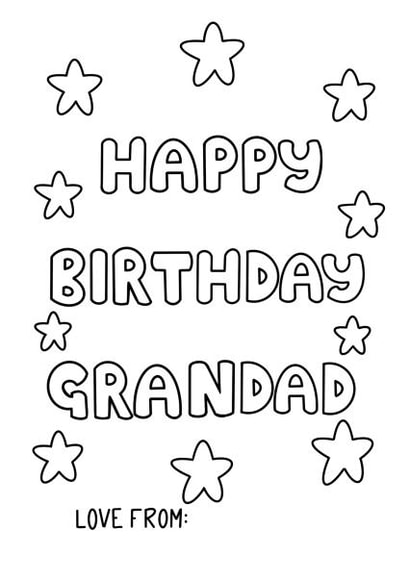 Happy birthday grandad colouring in card