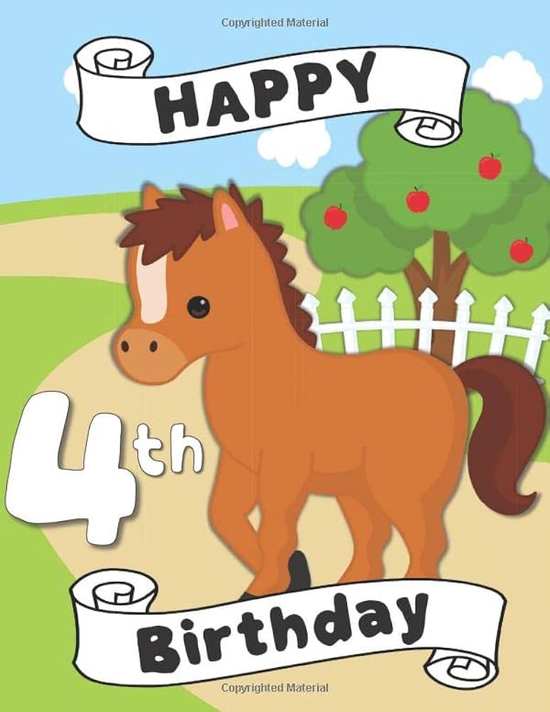 Happy th birthday a horse coloring book for a fourth birthday party birthday card gift alternative horse lover birthday books