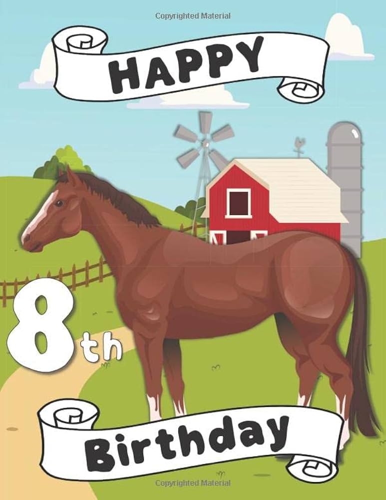 Happy th birthday a horse coloring book for a eighth birthday party birthday card gift alternative pink crayon coloring books