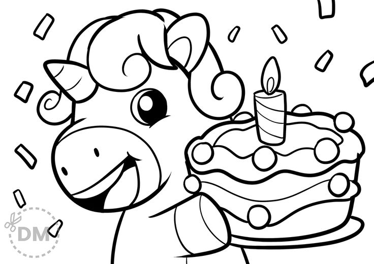 Unicorn birthday coloring page for kids birthday coloring pages unicorn coloring pages coloring pages