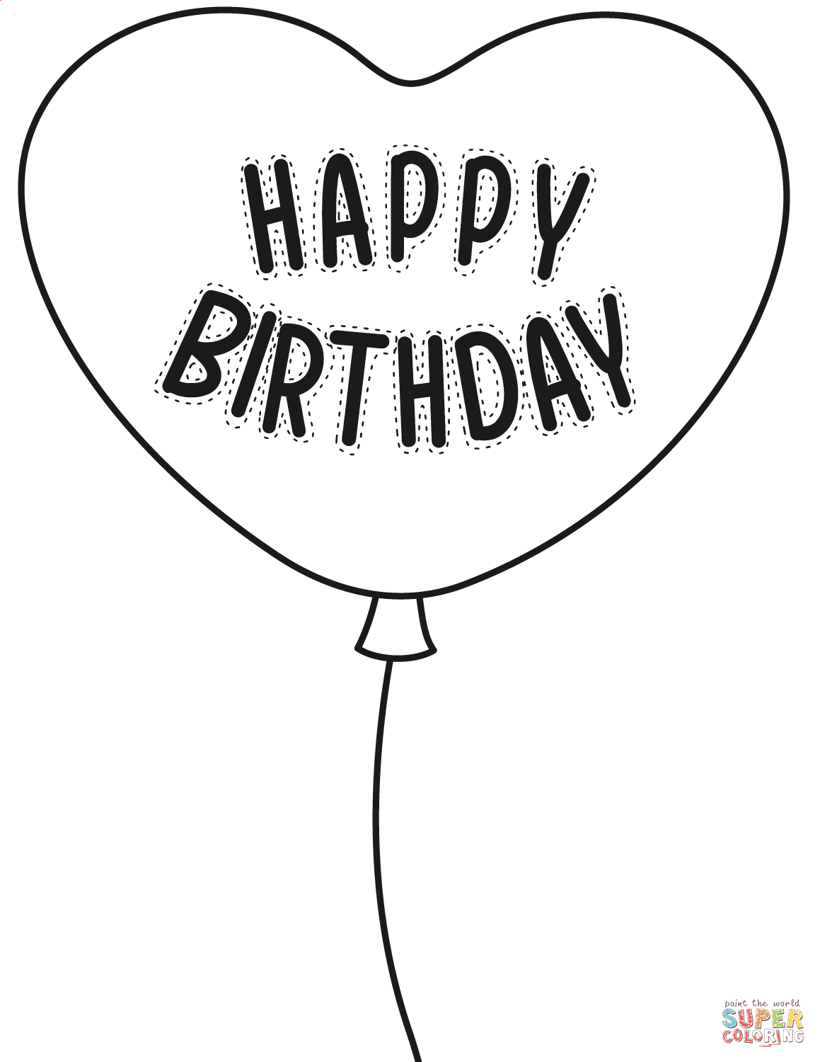 Happy birthday balloon coloring page free printable coloring pages