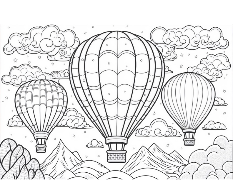 Hot air balloon coloring pages