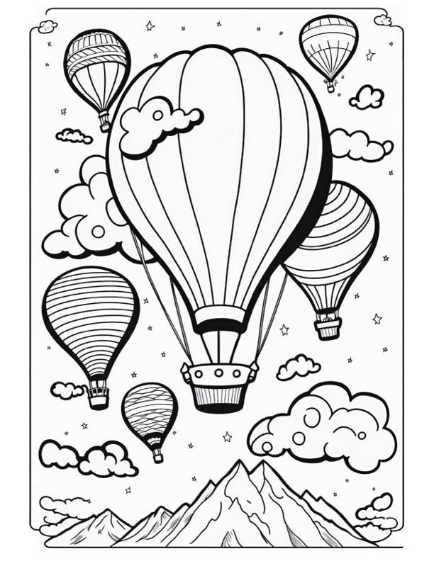 Hot air balloon coloring pages