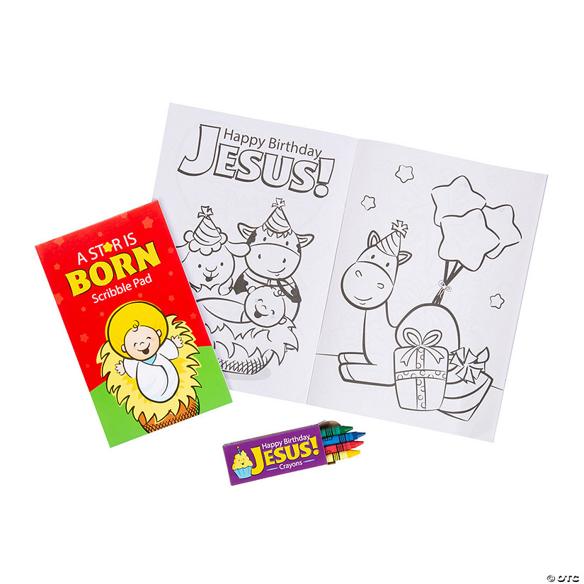 Happy birthday jesus coloring books with crayons