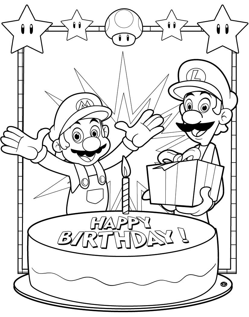 Coloring page birthday coloring pages happy birthday coloring pages mario bros birthday