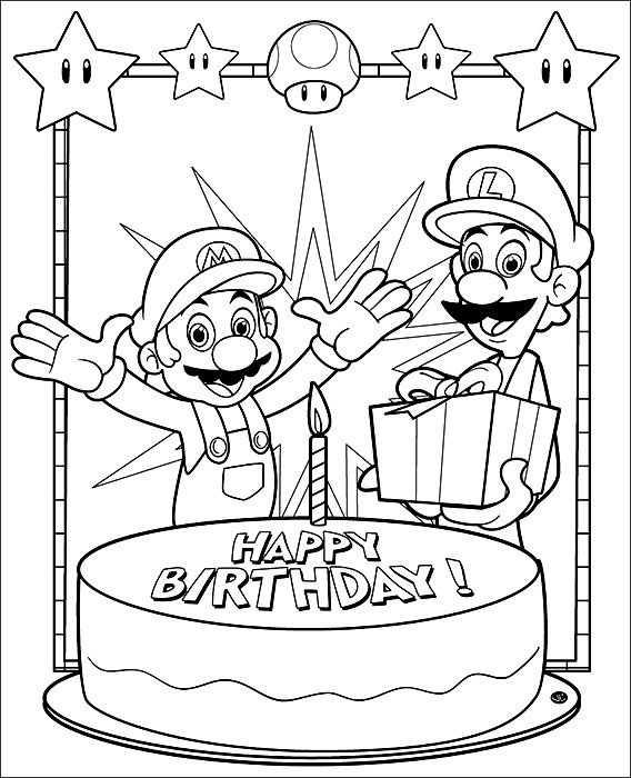 Pin by shyannah clementson on pins to try next birthday coloring pages happy birthday coloring pages mario bros birthday