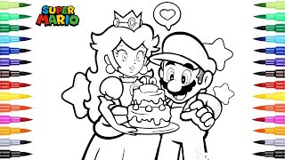 Princess peach surprises super mario super mario birthday coloring pages browser luigi cake