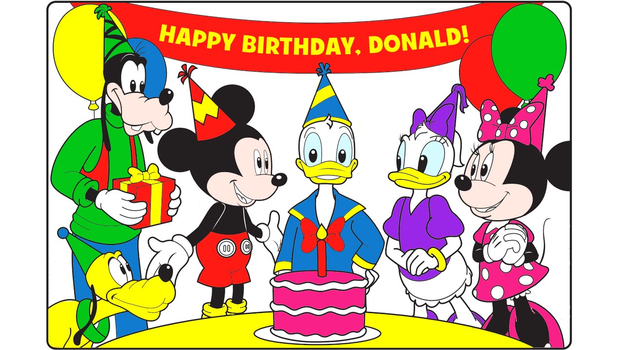 Ickey ouse clubhouse happy birthday donald learn colors with coloring pages for kids