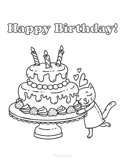 Free happy birthday coloring pages for kids