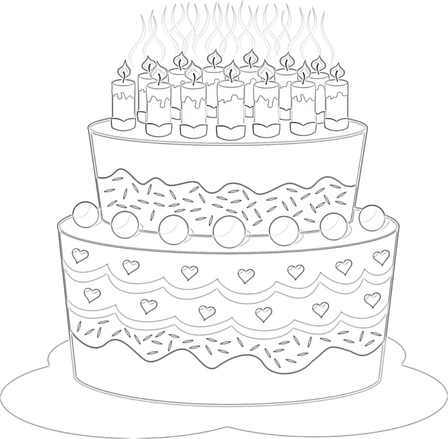 Birthday cake coloring page