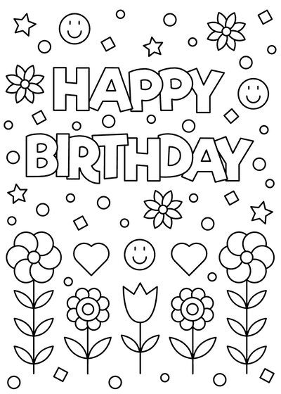 Free happy birthday coloring pages for kids