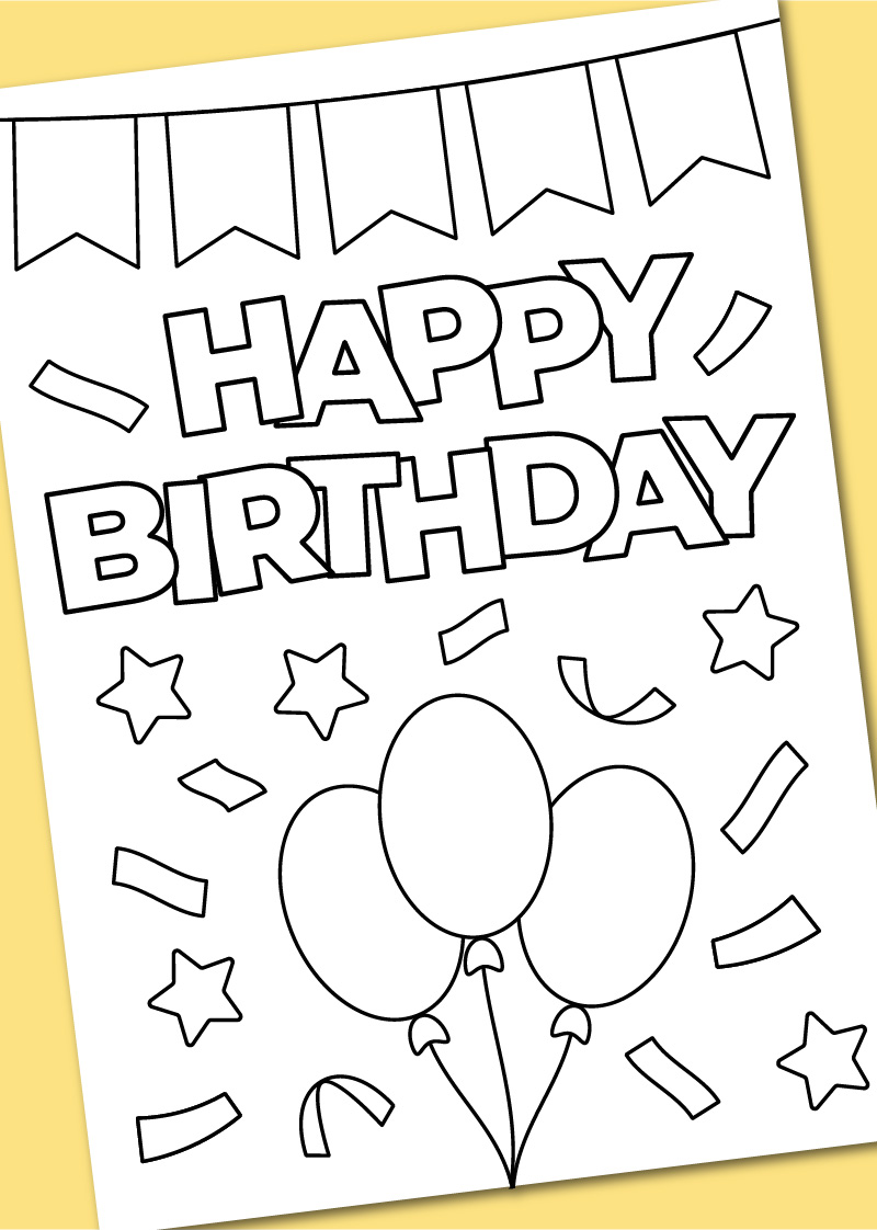Printable happy birthday coloring card