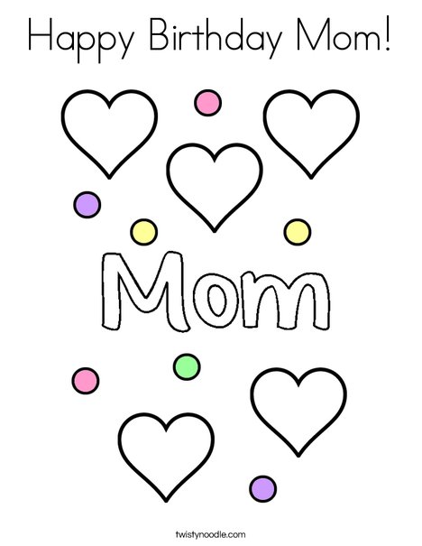 Happy birthday mom coloring page