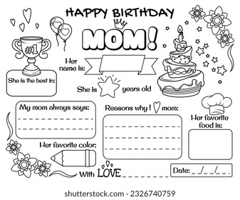 Printable coloring birthday cards mom images stock photos d objects vectors