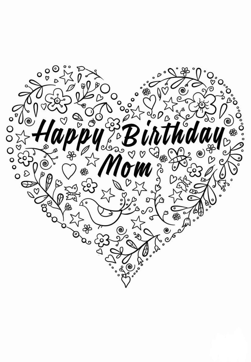 Happy birthday mom coloring pages printable for free download