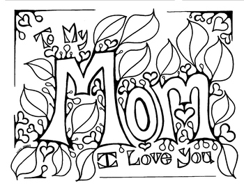 Mothers day coloring page for mom birthday by miss jenny designs