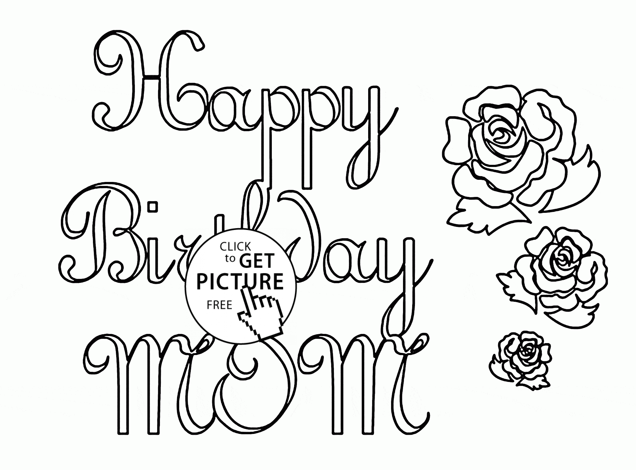 Happy birthday mom coloring page for kids holiday coloring pages printables free