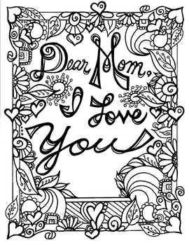 Mothers day for mom coloring page moms birthday valentine for mom love