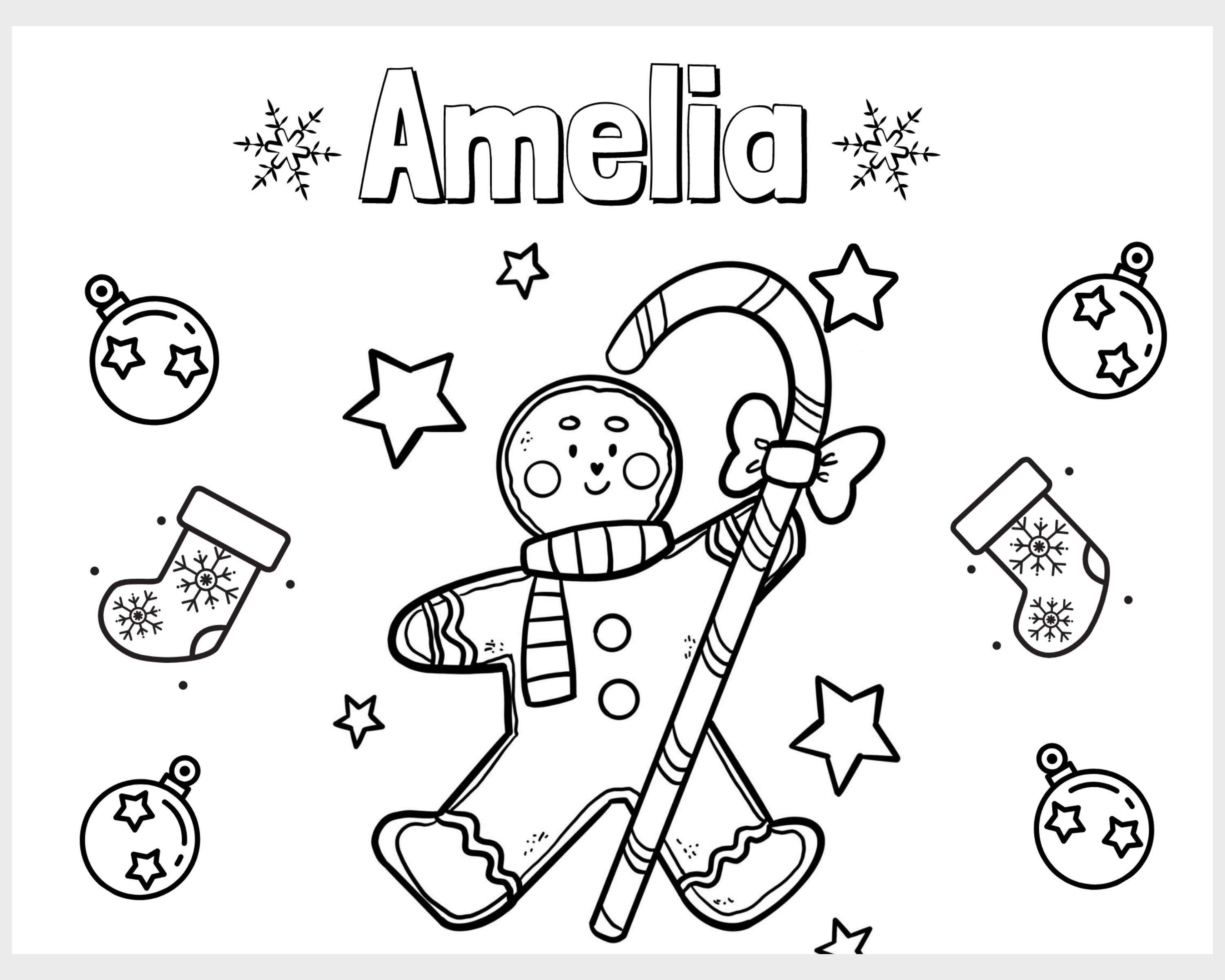 Personalized gingerbread man coloring page for kids custom coloring book page with your name fun children activity to keep them busy download now