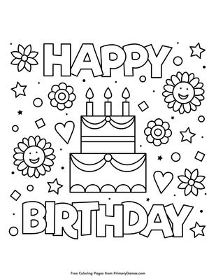 Happy birthday coloring page â free printable pdf from