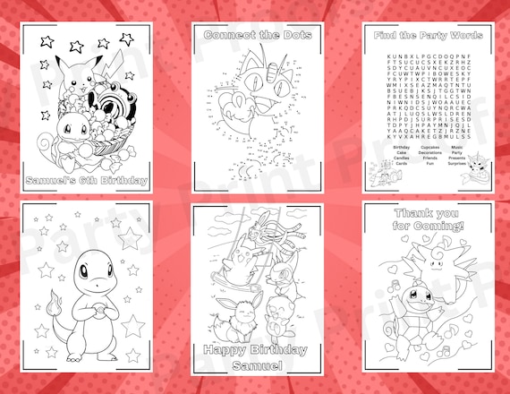 Pokemon coloring pages birthday party favors kids activity page kids coloring book pokemon birthday customizable favor pikachu party