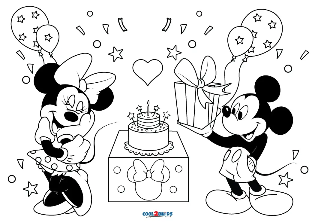 Free printable minnie mouse birthday coloring pages for kids