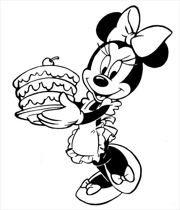 Coloring pages birthday minnie mouse coloring page