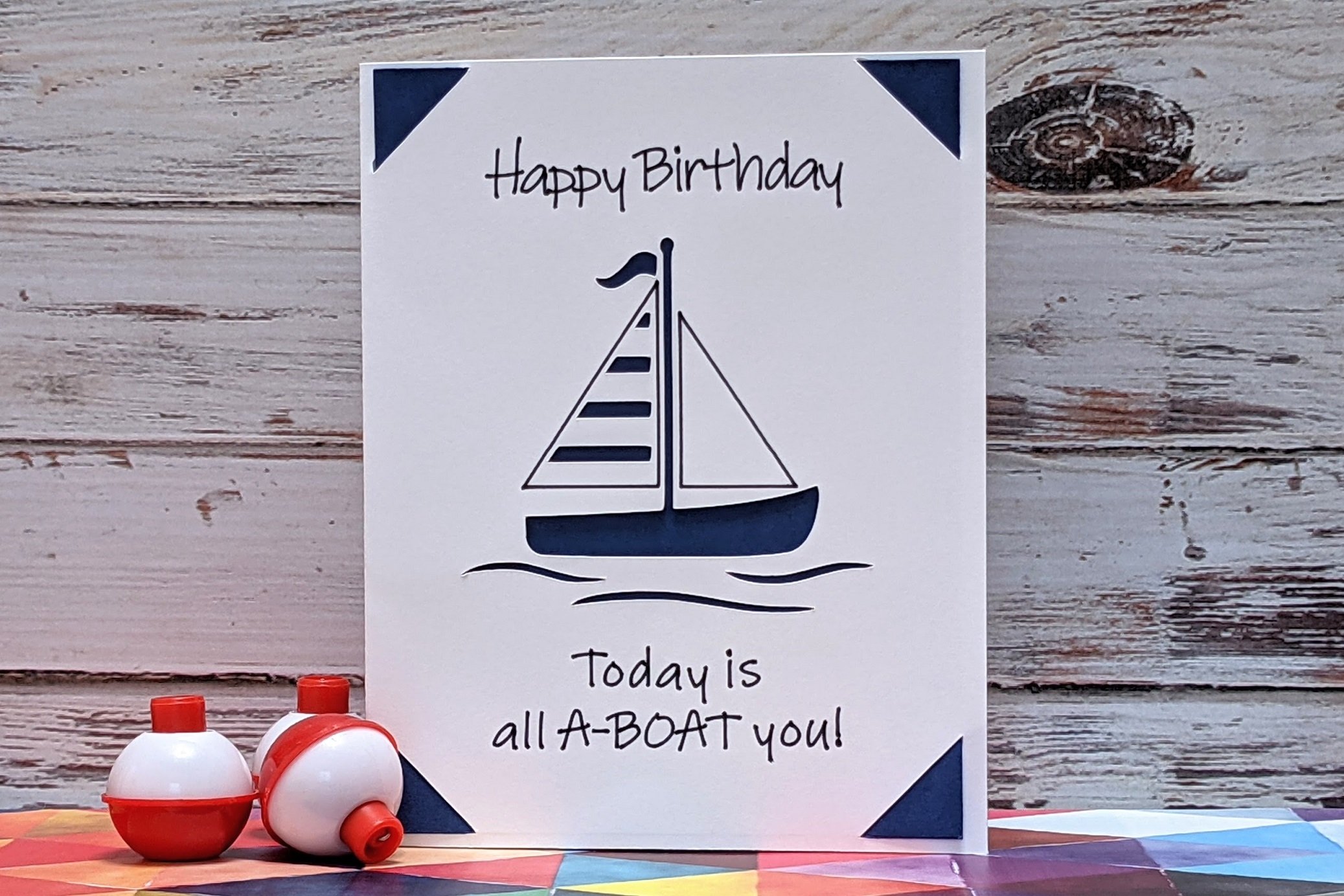 Nautical birthday card with boat