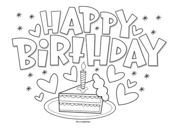 Happy birthday coloring page by mrs arnolds art room tpt