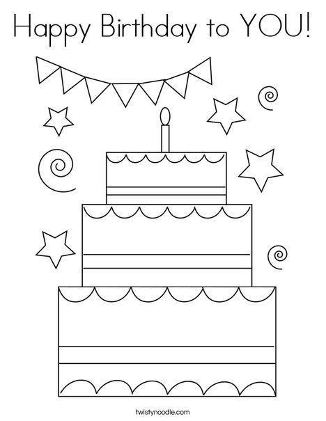 Happy birthday to you coloring page