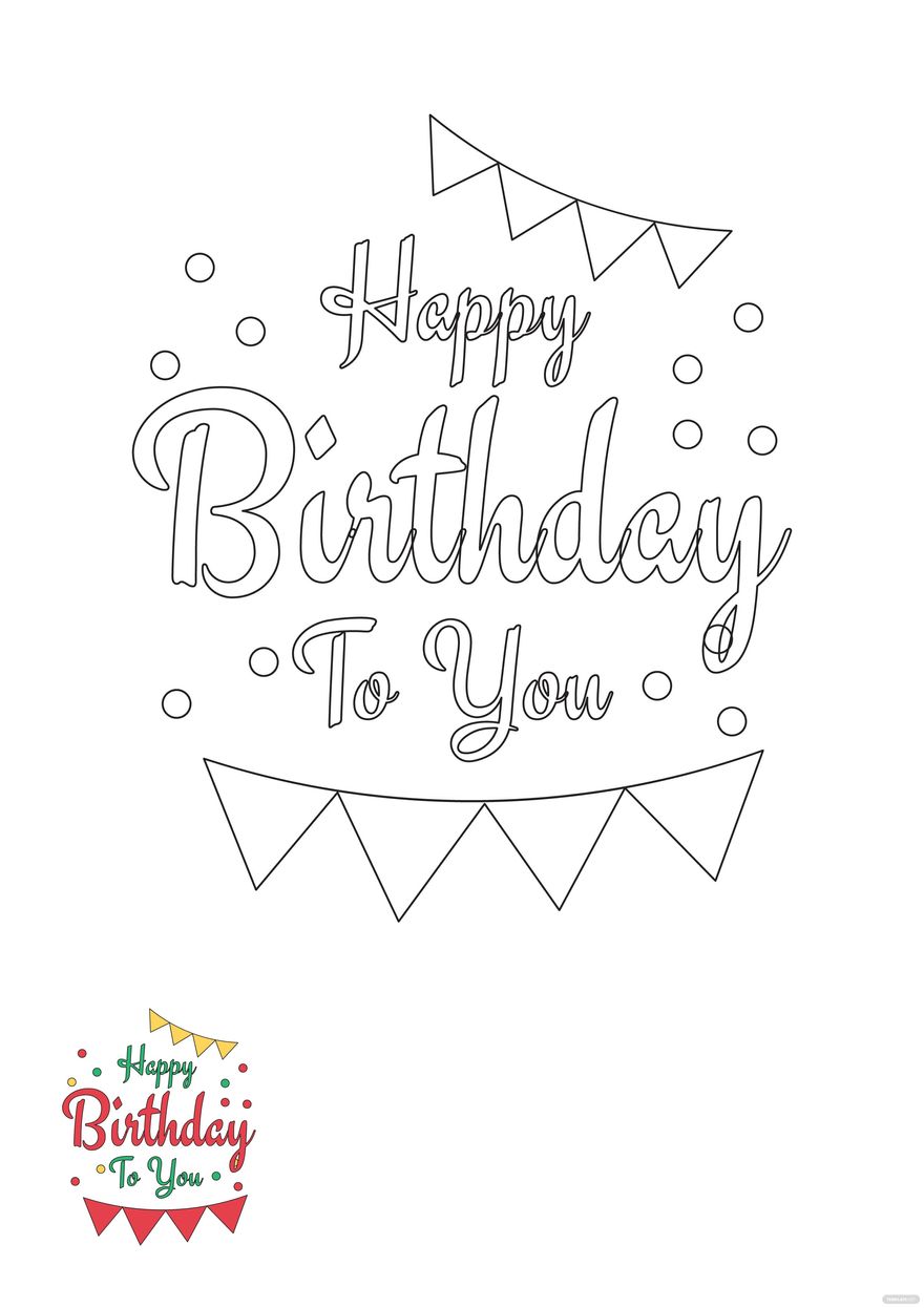 Free happy birthday to you coloring page