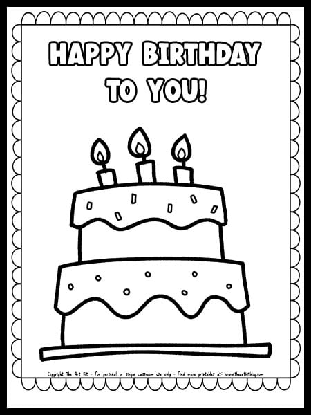 Happy birthday to you coloring page free printable â the art kit