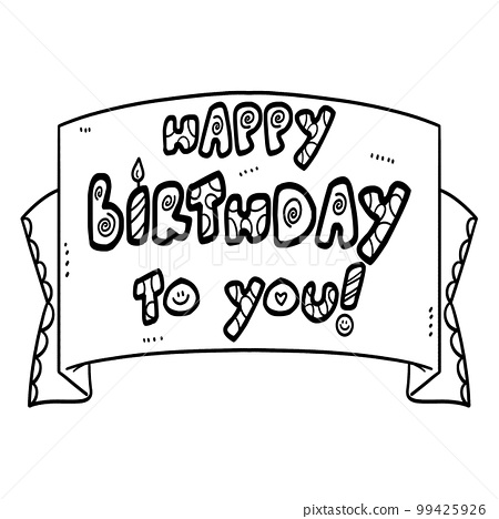 Happy birthday to you isolated coloring page