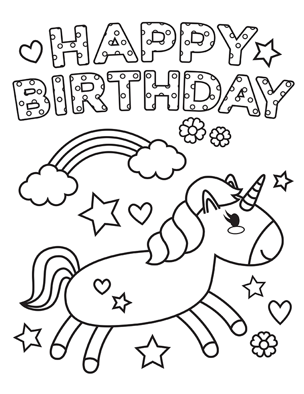 Unicorn happy birthday coloring page happy birthday coloring pages coloring birthday cards happy birthday cards printable