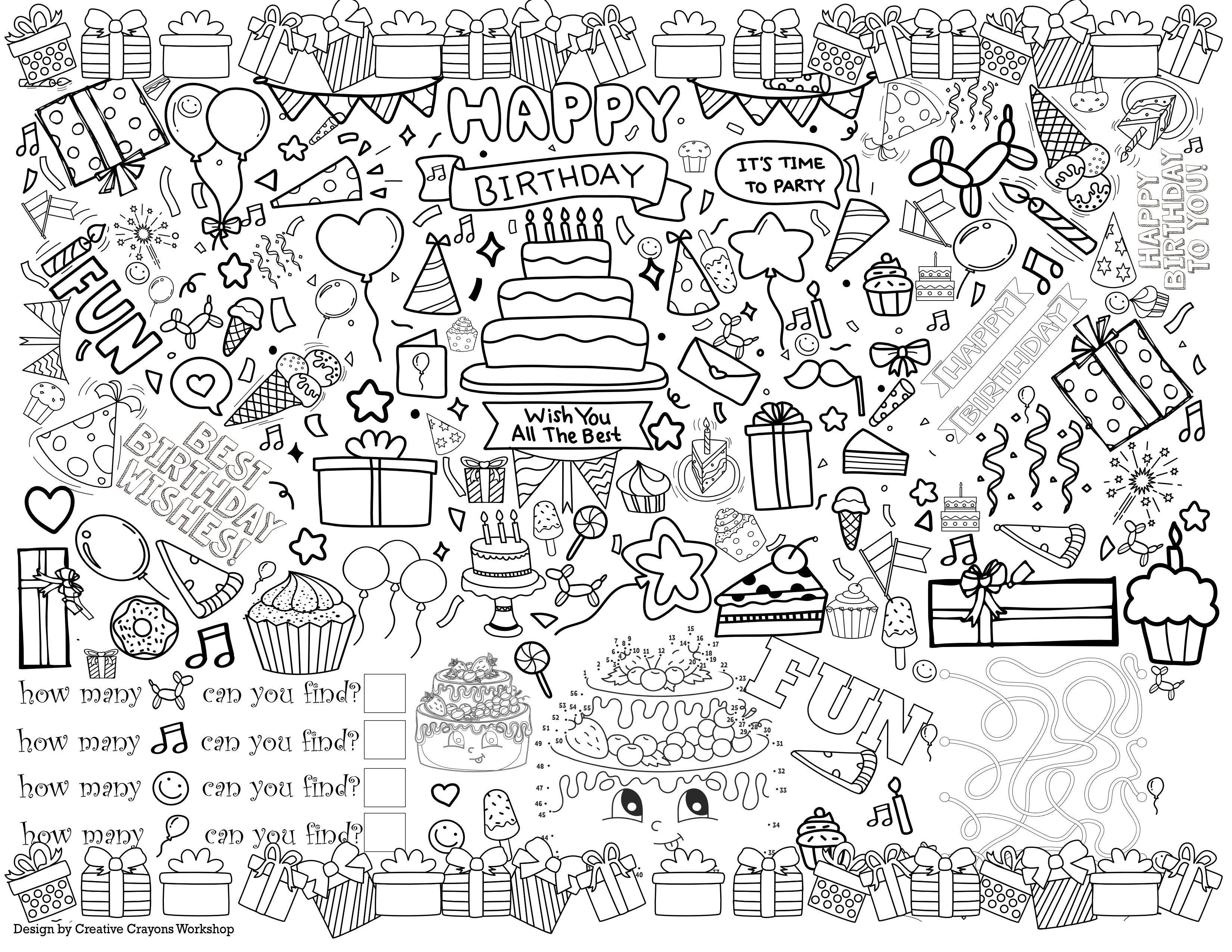 Happy birthday coloring page â creative crayons workshop