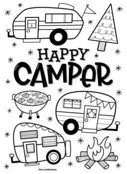 Happy camper coloring page by mrs arnolds art room tpt