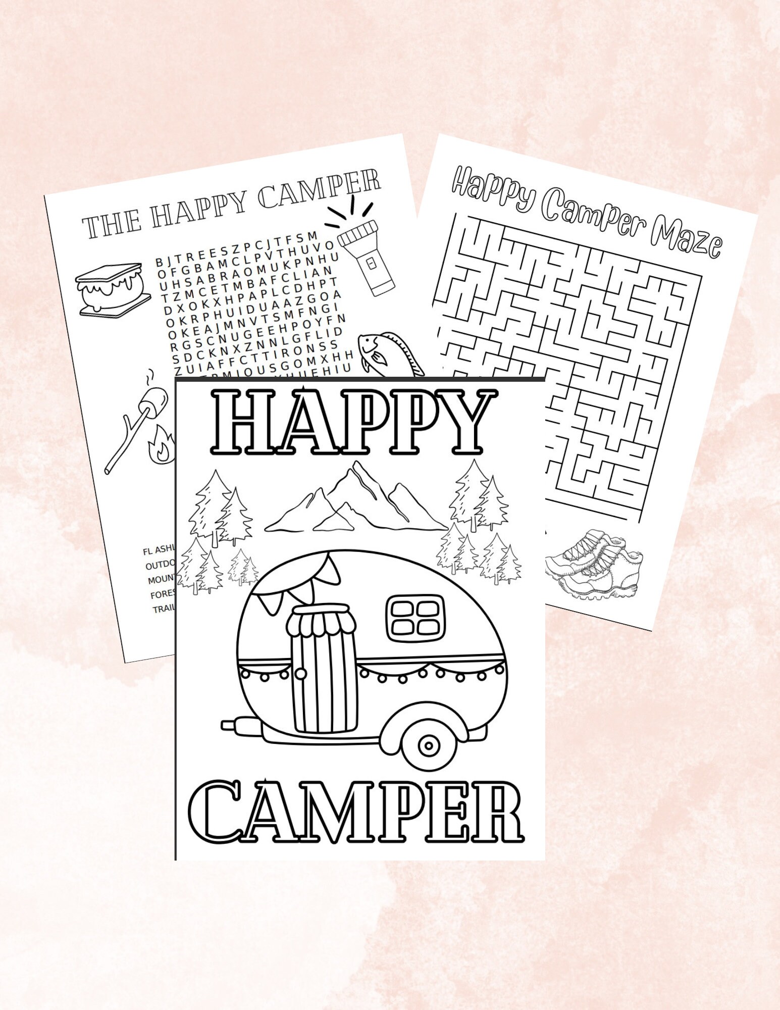 Happy camper coloring pages activities for kids
