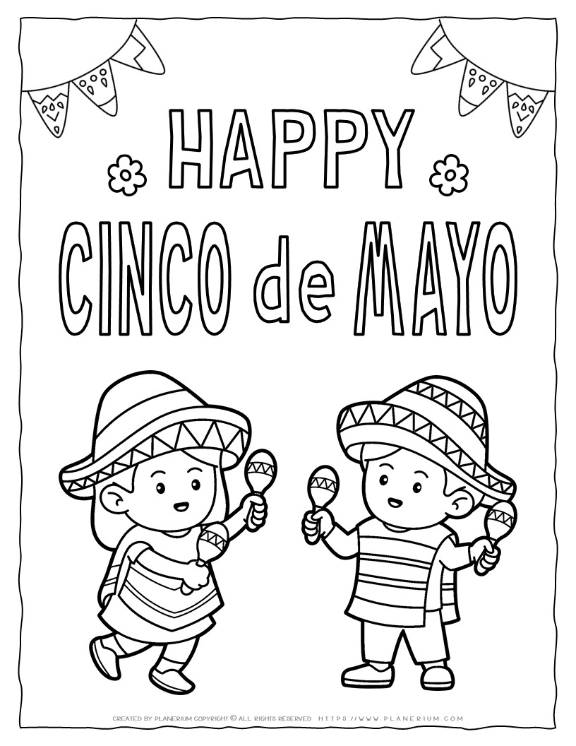 Celebrate cinco de mayo with a happy coloring page for kids