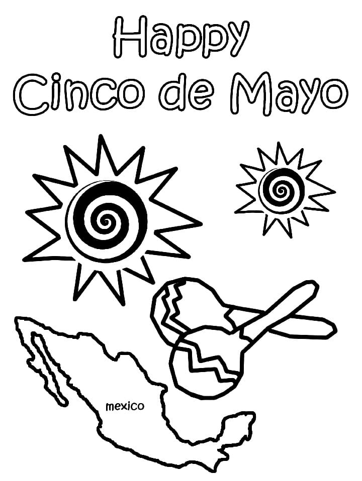 Cinco de mayo map coloring page