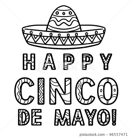 Happy cinco de mayo isolated coloring page