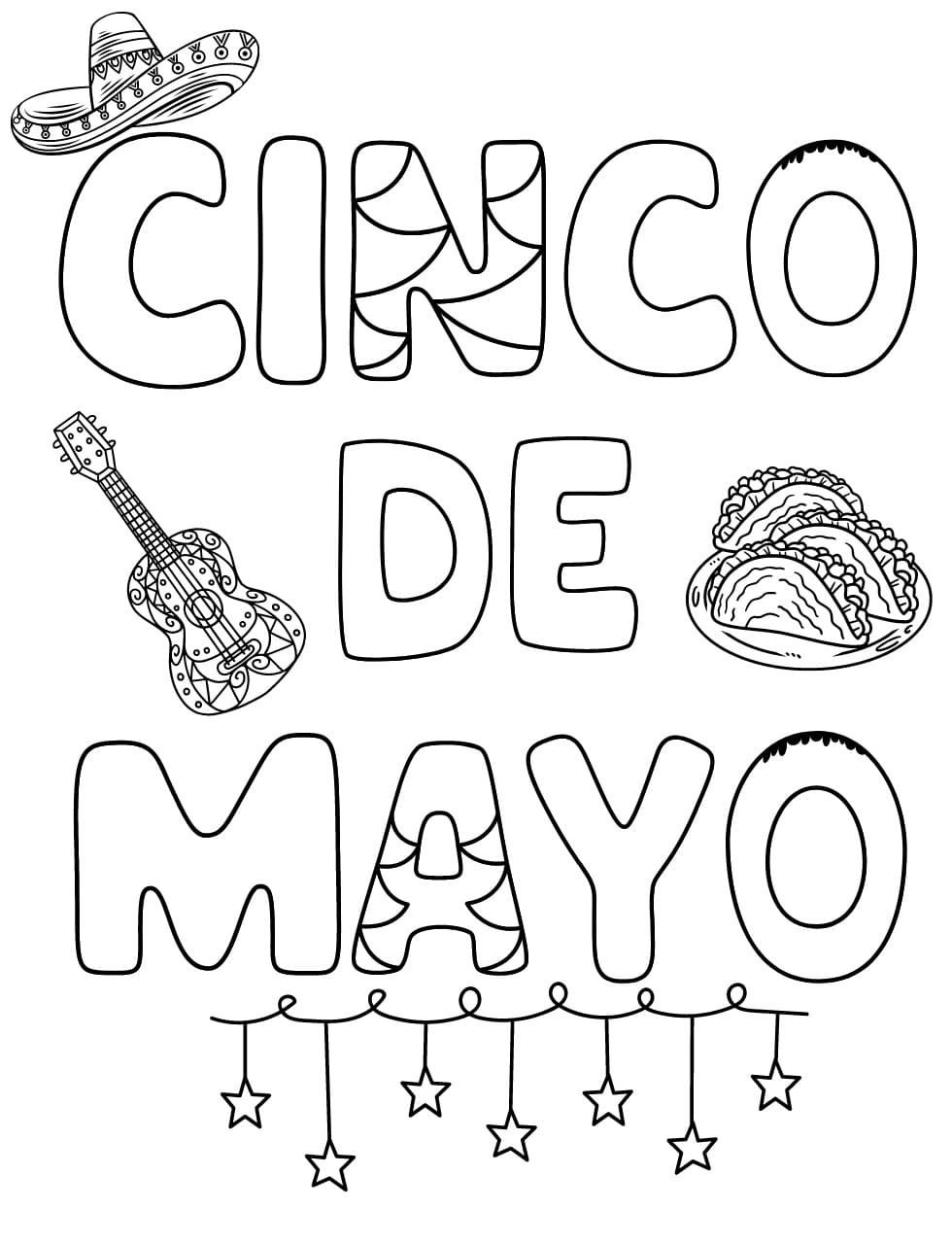 Happy cinco de mayo free printable coloring page